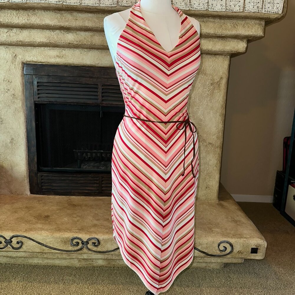 Laundry by Shelli Segal Halter Chevon Striped Dress NWT size 6